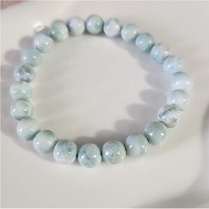 Stretchy beaded larimar bracelet